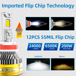 Naoevo công suất cao 200W Lumen Luces đèn pha <span class=keywords><strong>LED</strong></span> H11 Para H4 luz Faro H7 focos <span class=keywords><strong>Led</strong></span> Đèn Pha H4 <span class=keywords><strong>led</strong></span> bóng đèn cho xe ô tô 9005 H11 - Product Image 4