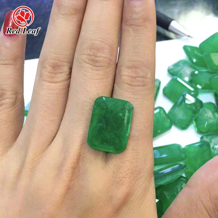Драгоценные камни Red Leaf, Изумрудный зеленый камень из сплава изумрудной огранки, свободный драгоценный камень