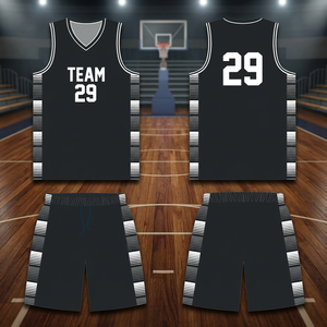 Conjunto de Uniforme de Baloncesto Negro Personalizado, Uniforme Deportivo sin Mangas, Sublimado, para Equipos, Tallas Grandes para Adultos - Product Image 2