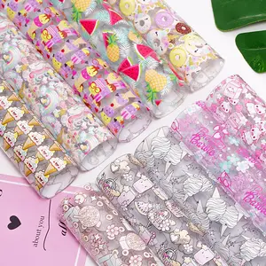 30cm * 120cm phim hoạt hình ice cream Cầu Vồng Trong suốt PVC in kỹ thuật số giả da cuộn cho DIY Craft Túi Bow Clip tóc