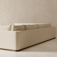 Canapé modulaire en tissu moderne, canapé d'angle carré avec dossier en coussin et pieds en bois pour salon, hôtel, salle de séjour