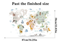 Autocollants muraux en PVC de carte animale du monde de dessin animé pour l'éducation de la petite enfance