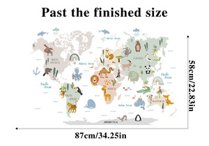 Cartone animato <span class=keywords><strong>mondo</strong></span> animale mappa PVC adesivi da parete per educazione della prima infanzia autoadesivo scuola materna classe decalcomania - Product Image 3
