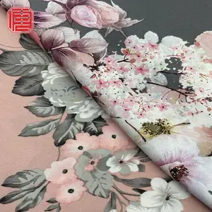 Fantasia grande flor Four Way estiramento tecido impressão poliéster tecido para vestido