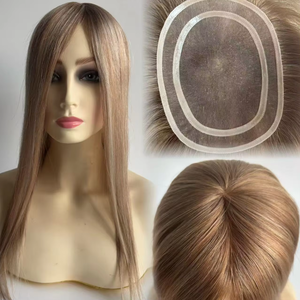 ท็อปเปอร์ผมแท้แบบยุโรป Remy  ฐาน PU  ความหนาแน่น 130% <span class=keywords><strong>สี</strong></span>ธรรมชาติ  ตาข่ายระบายอากาศ สำหรับผู้หญิง - Product Image 1