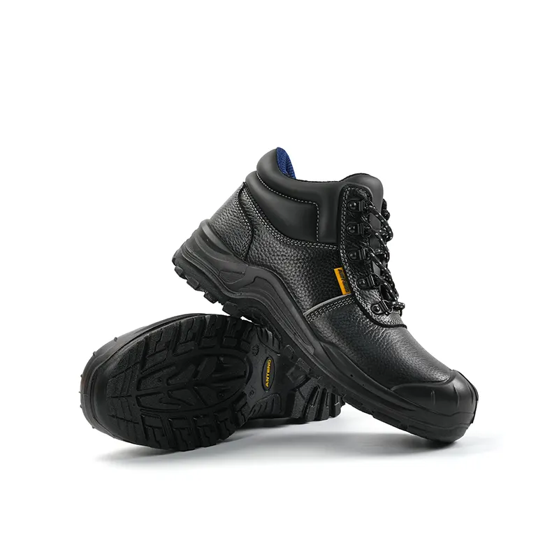 Anteng OEM Chaussures de sécurité Bottes de travail en cuir unisexes pour hommes avec embout en acier pour l'assurance du travail en toutes saisons