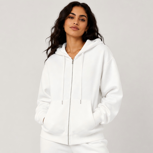 Sweat-shirt à capuche unisexe avec fermeture éclair intégrale, doux, avec poche kangourou avant, coupe ample, décontracté, pour le voyage, en stock dans l'entrepôt américain - Product Image 2