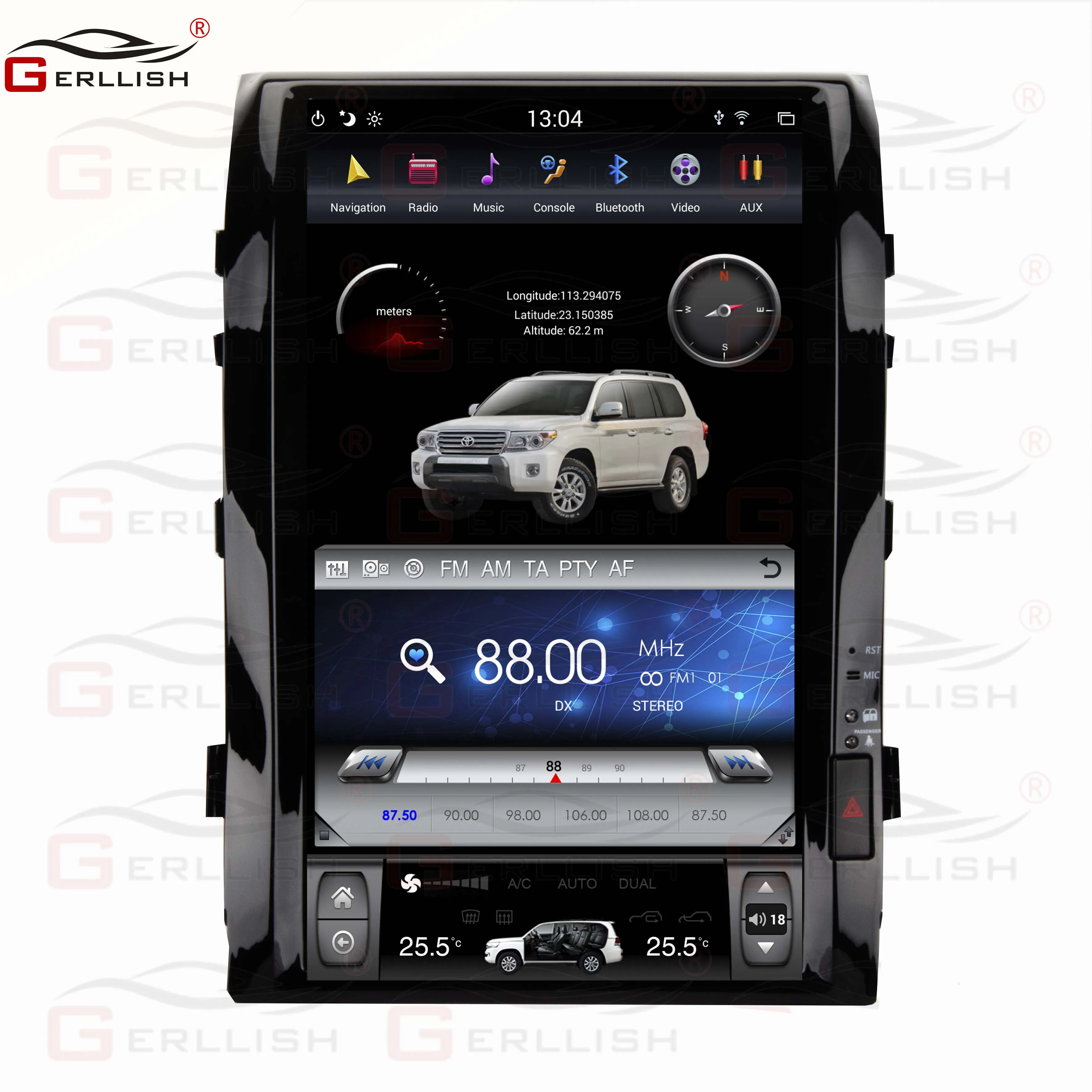 Lecteur multimédia DVD, écran Vertical type Tesla, 16 pouces, avec Navigation GPS et stéréo, pour Toyota Land Cruiser LC200 VXR 2008 — 2015, Android