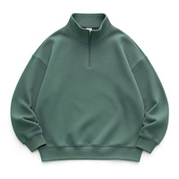 Sweat-shirt unisexe en coton à col zippé, personnalisable avec logo, coupe ample et épaisse, couleur unie