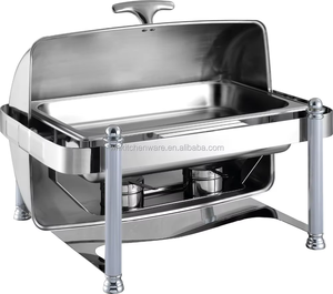 Plat à réchaud demi-rouleau poli miroir pour buffet - Product Image 4