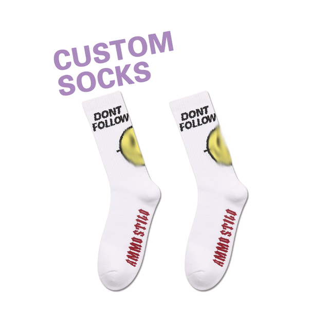 Custom Logo Street Fashion Simple Sports Unisex Design Logo Compression Crew Socks Cushion Arch Support Logo