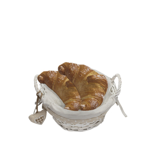 Set Of 3 White <b>Round</b> <b>Wicker</b> Storage <b>Baskets</b> With Linings 30x30x13 Cm 25x25x12 Cm 20x20x10 Cm - Product Image 3