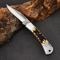 Navaja de Bolsillo Delgada de Acero Inoxidable EDC con Mango de Resina en Forma de Cuerno de Ciervo para Bricolaje, Campismo al Aire Libre, Plegable, Herramienta OEM Confiable