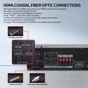 เครื่องขยายเสียงสำหรับคาราโอเกะที่บ้านแบบ 2.0 แชนแนล รองรับ USB และ Bluetooth  วัสดุโลหะ - Product Image 4