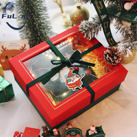 Boîte cadeau fenêtre transparente carton rigide rectangulaire noël rouge coffret cadeau cosmétique boîte d'emballage sac avec fenêtre en pvc transparent
