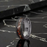 POYA Jewelry 8mm Bague en carbure de tungstène Finition martelée noire Os de dinosaure Mariages Fiançailles Fêtes Cadeaux à la mode