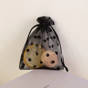 Bolsa de Organza Blanca con Cordón de 5"x7", Bolsas de Regalo de Organza con Patrón de Puntos, Bolsa Pequeña de Organza con Cordón para Regalos con Estampados - Product Image 3