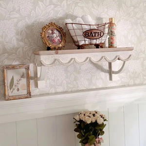 フランスの装飾収納フローティング棚寝室、リビングルーム、バスルーム用の素朴な木製壁掛け棚 - Product Image 2