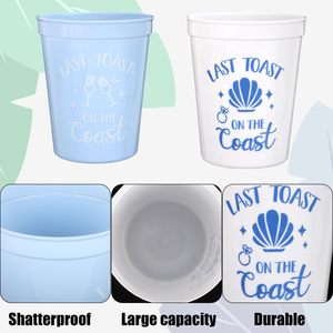 12 Gobelets en plastique réutilisables Thème Bord de Mer pour Fêtes, Prêts à l'emploi, Écologiques, pour Enterrements de Vie de Garçon, Douches Nuptiales, Mariages - Product Image 3