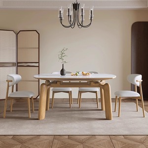 Bắc Âu Sang Trọng Phong Cách Hiện Đại Mở rộng Có Thể Gập Lại Vòng Bằng Đá Cẩm Thạch Rắn Gỗ Bàn Ăn Ghế Đặt 4 6 Chỗ Ngồi Đồ Nội Thất Cổ Điển <span class=keywords><strong>2025</strong></span> - Product Image 4