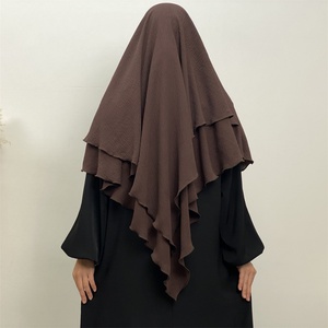 2307 #   Último Modelo de Khimar de Dos Capas, Crepé Arrugado, Sencillo y Versátil, Color Sólido, Abaya para Ramadán, Bufanda para Mujer, Eid Abaya Khimar - Product Image 6