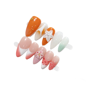 Uñas Postizas Francesas con Diamantes Hechas a Mano, Uñas Artificiales de Longitud Media en Forma de Almendra, Pegamento de Larga Duración para Chicas y Mujeres - Product Image 6