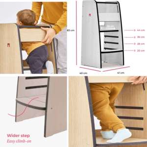 Barandilla de seguridad de altura ajustable, <span class=keywords><strong>torre</strong></span> de aprendizaje, ayudante de cocina de madera antideslizante para niños pequeños, diseño moderno para apartamento escolar - Product Image 2