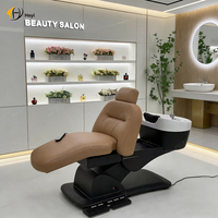 Fauteuil de lavage électrique inclinable et réglable de luxe pour salon de coiffure moderne, idéal pour les salons de beauté