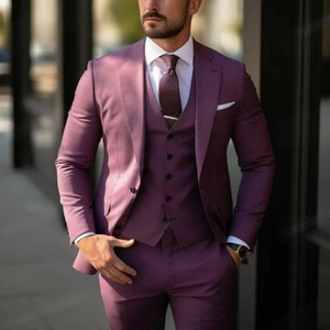 Costume de <span class=keywords><strong>mariage</strong></span> et de cérémonie pour <span class=keywords><strong>homme</strong></span>, trois pièces, uni, haut de gamme, élégant, sur mesure, <span class=keywords><strong>tenue</strong></span> d'affaires raffinée - Product Image 3