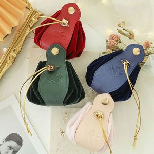 Sacs cadeaux en cuir PU avec cordon de serrage, pochettes de rangement en velours pour bonbons, sacs d'emballage pour chocolats pour mariage, Noël, fête - Product Image 3