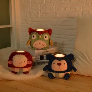 Metoo-búho de oveja personalizado, dos animales, funciones, juguetes de peluche + luz para dormir, Peluches