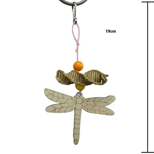 Venta caliente de 2 piezas de ratán cruzado tejido pájaro juguete loro morder libélula de madera y flor floreciente Color al azar - Product Image 6
