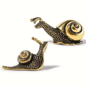 1 Stuk Zen Tuin Decoratie Cadeau Handgemaakt Metalen Feng Shui Ambacht Oud Messing Slakken Ornament Dierenbeeldje Mini Thee Huisdier - Product Image 5