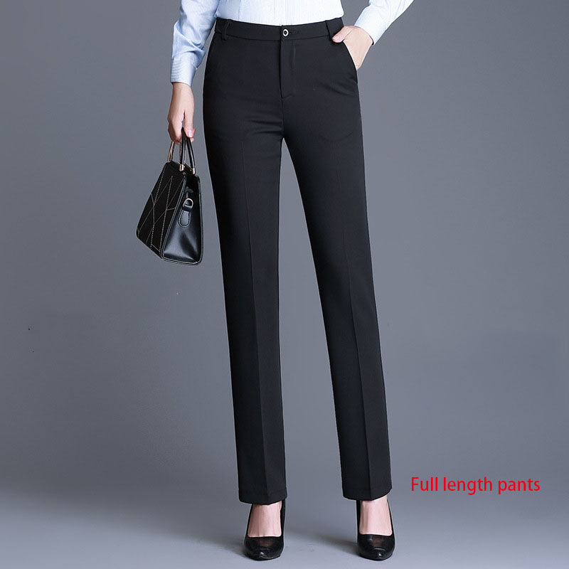 Black slim fit full length suit pants