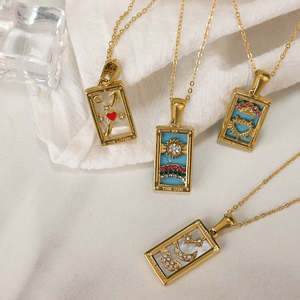 Винтажное ожерелье унисекс из нержавеющей стали, позолоченное, в форме сердца - Product Image 1