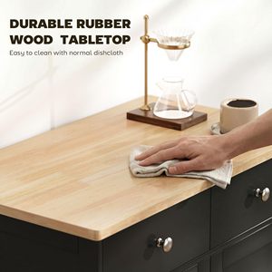 Armoire de rangement de cuisine en bois noir SENYU avec 2 tiroirs et 2 portes, chariot de bar à café pour salle à manger - Product Image 3