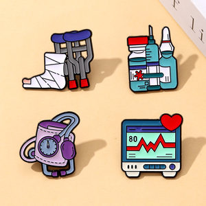 YINI pin Enamel paduan seng bertema medis dengan kerajinan tetes epoksi-bros tahan lama & hidup untuk koleksi pekerja kesehatan - Product Image 2