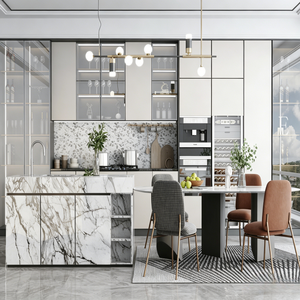 Sistema <span class=keywords><strong>Cucina</strong></span> Tradizionale Premium Su Misura con Elettrodomestici Integrati, Cantinetta Vino Integrata e Vetrina Aperta con Isola - Product Image 3