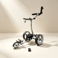 Chariot de golf pliable à 4 roues électrique et télécommandé avec double moteur silencieux pour les terrains de golf en pente en extérieur