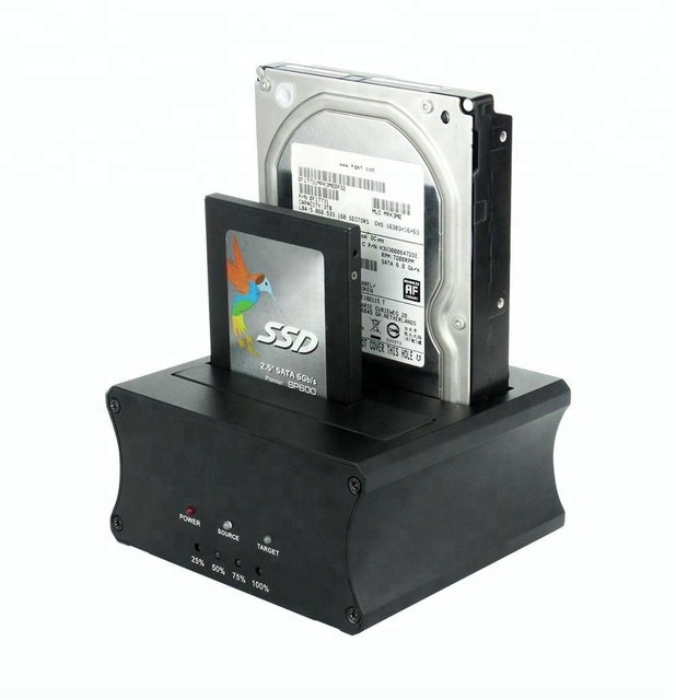 Portable SSD HDD Dual Bay Docking Station Plug and Play Offline Clone Support USB 3.0 2.5 Inch 3.5inch SATA SSD HDD Docking