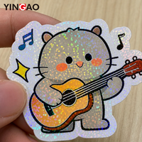 Autocollants personnalisés mignons et kawaii, autocollants en vinyle découpés à la forme, holographiques, imperméables, autocollants de dessins animés d'animaux pour ordinateur portable, coque de téléphone