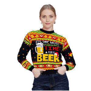 Suéter Informal Transpirable de Algodón 100% Unisex Personalizado TIXOM, Suéter Navideño Feo de Punto Estilo Europeo Americano a Rayas - Product Image 1