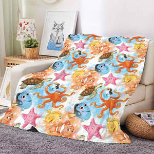 ผ้าห่มลายการ์ตูนปลาและเพื่อนๆ สไตล์เรโทร พิมพ์ลาย 3 มิติ ขายดี ผ้าฟลีซเนื้อนุ่ม ขนาดเล็ก สั่งทำได้ - Product Image 4