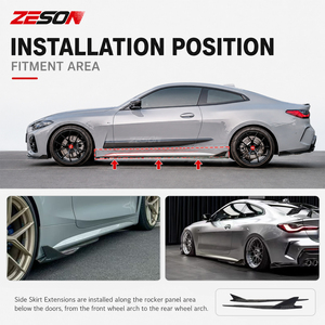 Extensiones de faldones laterales ZESON de fibra de carbono seca estilo TAKD para <span class=keywords><strong>BMW</strong></span> Serie 4 G22 G23 M440i <span class=keywords><strong>430i</strong></span> 420i Coupé 2021+ - Product Image 5