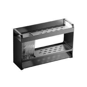 Escurridor de Cocina Cuadrado de 1 Nivel, Resistente al Agua, Organizador de Encimera con Bandeja de Drenaje - Product Image 2