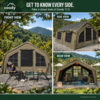 Tente gonflable Coody Familia 17.2 Air - verte, installation rapide, abri de glamping portable, pique-nique en plein air, randonnée, tente de camping familiale