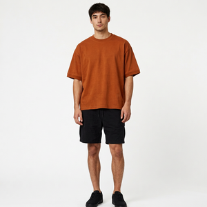 Camiseta de Manga Corta Extra Grande para Hombre de Alta Calidad, 100% Algodón, Color Naranja Sólido, Cuello Redondo, 220g, Colores Personalizados, Secado Rápido, Transpirable - Product Image 1