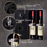 Boîte de rangement de vin en cuir vintage pour anniversaire/fête/voyage/décor de bar à la maison et collection de vin ouvre-bouteille ensemble boîte-cadeau