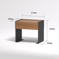 Table de chevet en bois avec tiroirs et pieds en métal en forme de U, table de chevet moderne pour chambre à coucher