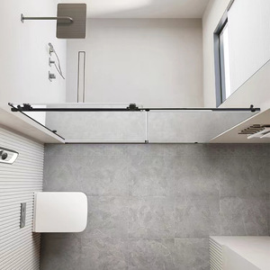 Pantalla de <span class=keywords><strong>ducha</strong></span> de vidrio sin marco de celebridad de Internet de estilo de una línea personalizada partición de baño móvil fija para baños de hoteles - Product Image 2